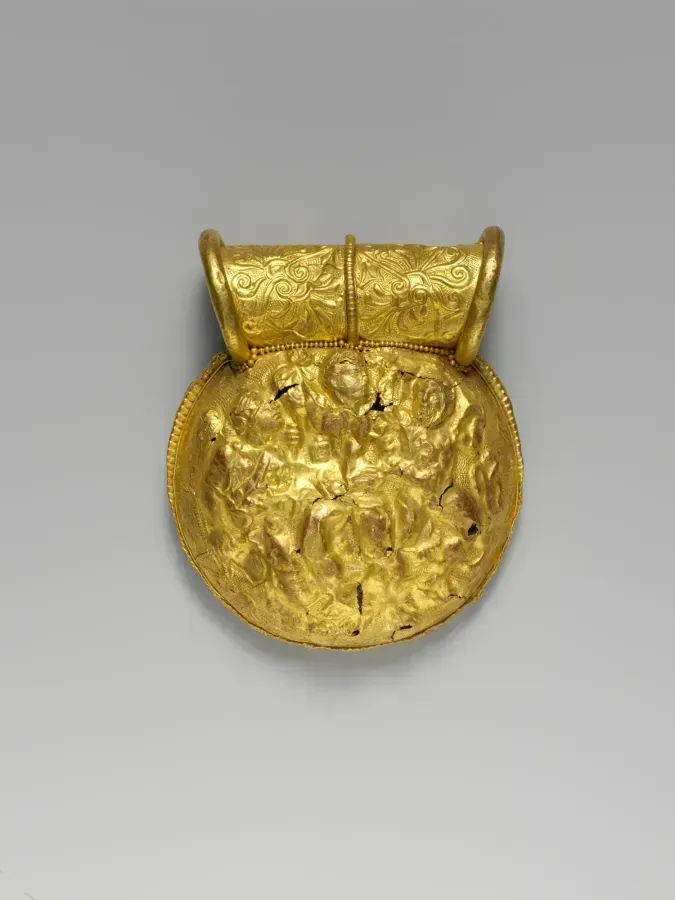 Этрусская золотая булла, защитный амулет-капсула, III век до н.э.