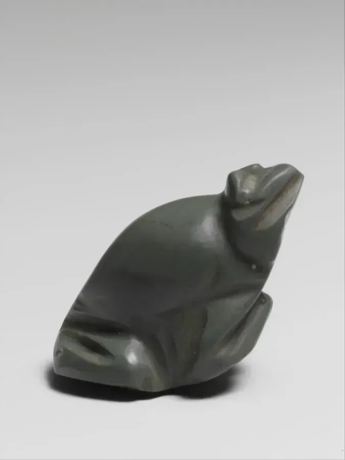 Ancient Egyptian frog amulet carved from jasper