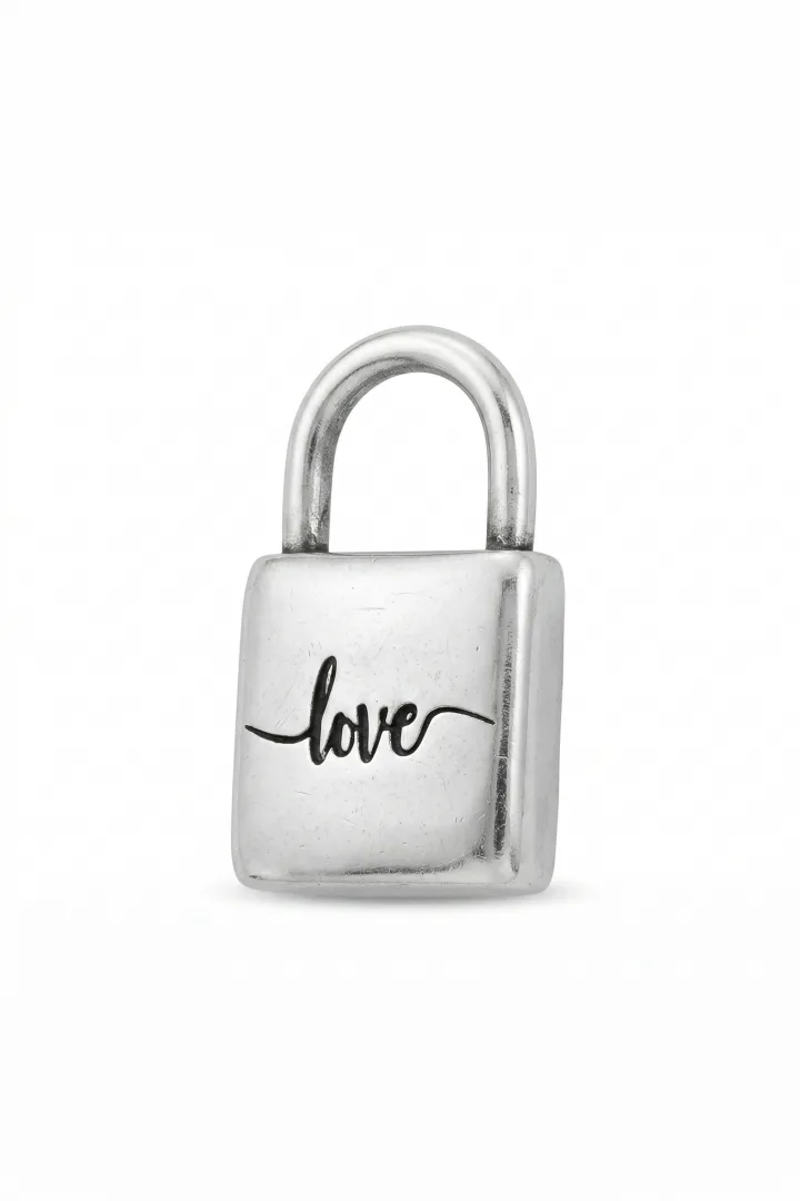 COLGANTE CANDADO LOVE PLATEADO