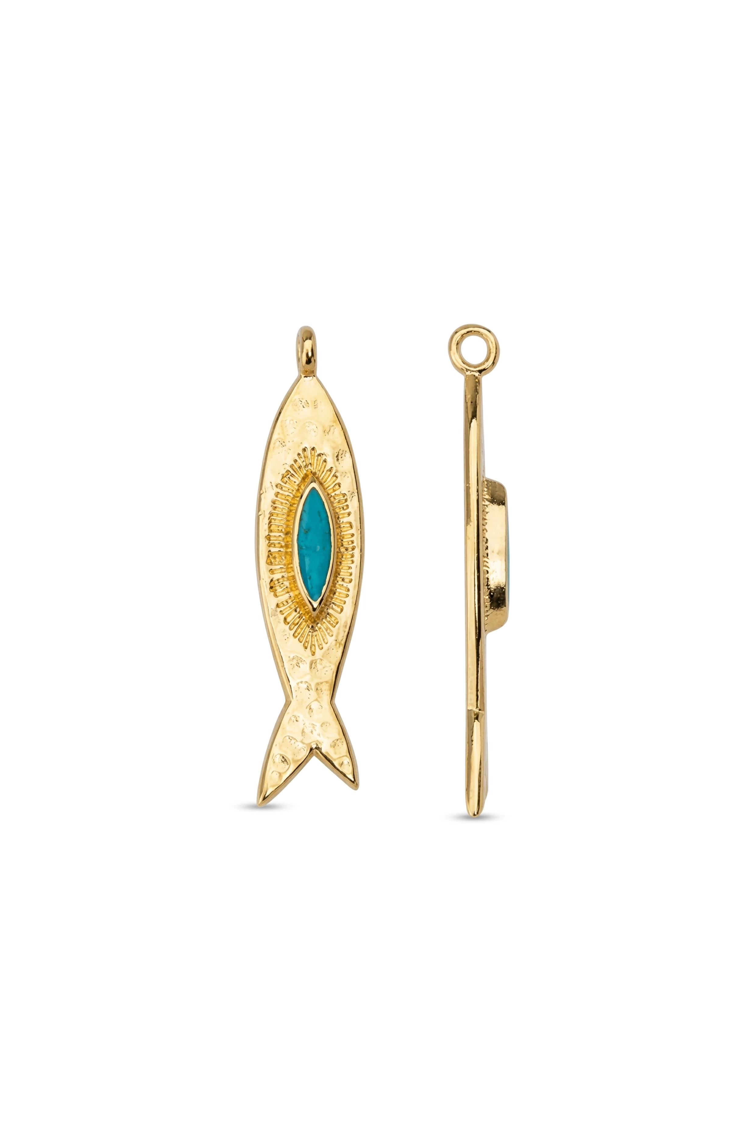 КУЛОН РЫБКА ЗОЛОТОЙ С ЗЕЛЕНЫМ ГЛАЗОМ